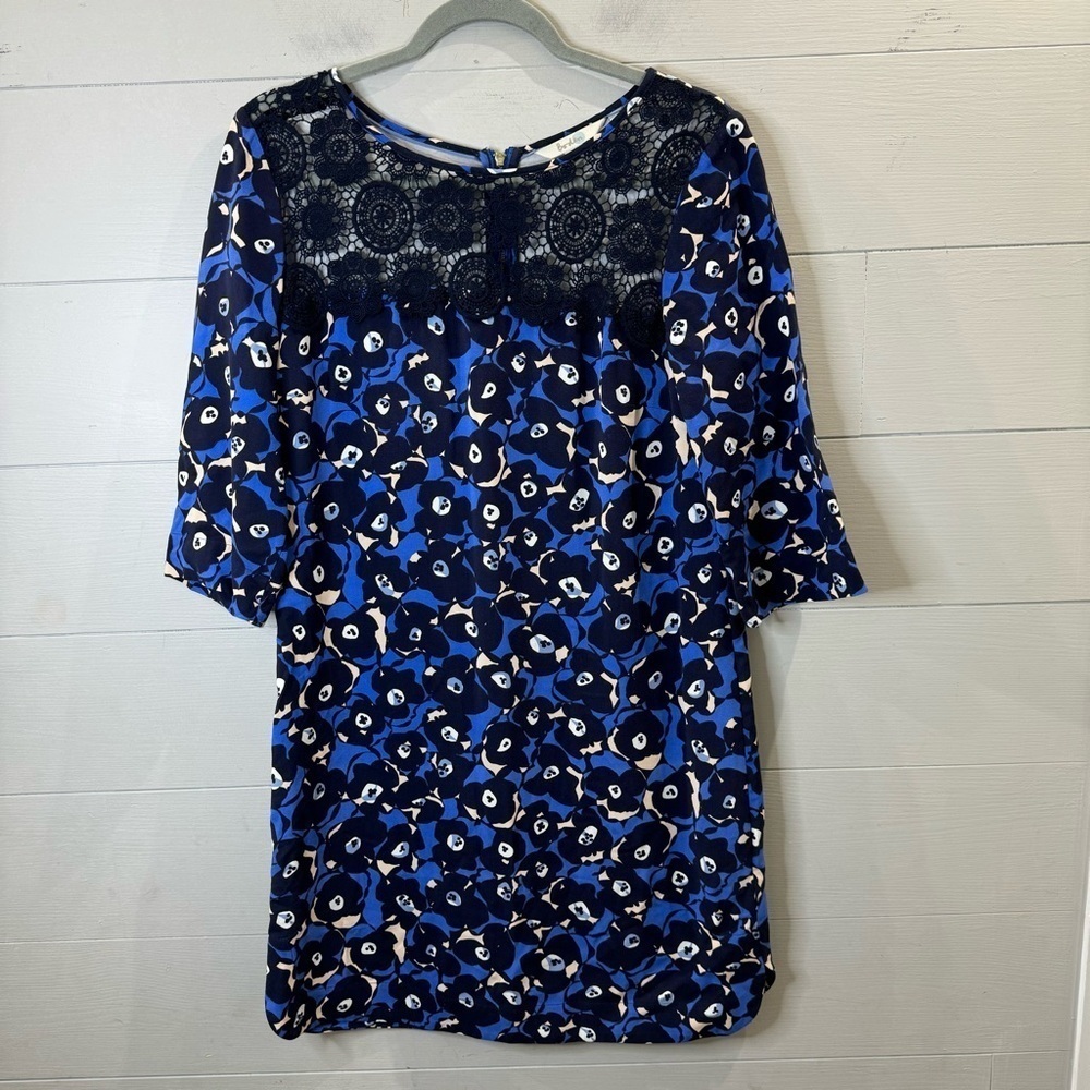 Boden | Jessa Lace Tunic Dress Elegant Blue Floral Size 6